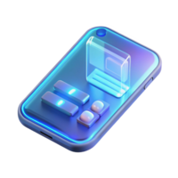 serene artistic A transparent smartphone displaying holographic information, soft blue lighting, futuristic and minimalist style exclusive png
