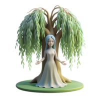 magnificent traditional A serene dryad emerging from a giant willow tree, dappled with sunlight, in a soft, ethereal style original png