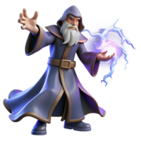 stunning traditional A powerful wizard casting a spell of swirling arcane energy, illuminated by lightning, in a dramatic, painterly style high resolution png