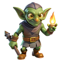 dramatic vintage A cunning goblin rogue lurking in the shadows, illuminated by a flickering torch, in a gritty, realistic style high resolution png