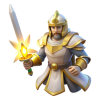 serene abstract A valiant paladin wielding a holy sword, radiating divine light, in a heroic, fantasy art style high resolution png