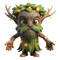 extraordinary contemporary A wise old treant with glowing eyes, rooted in a forest clearing, lit by fireflies, in a magical, fantasy style high resolution png