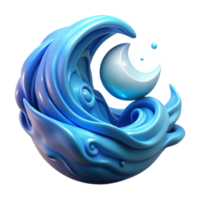 extraordinary minimalist A powerful elemental being composed of swirling water, illuminated by moonlight, in a fluid, abstract style authentic png