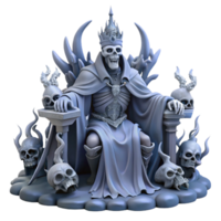 wonderful abstract A powerful lich king sitting on a throne of bone, surrounded by swirling spirits, in a dark, macabre style high resolution png