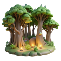 extraordinary vintage A hidden grove of ancient trees, bathed in ethereal light, in a serene, nature-inspired style 4K png