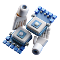 stunning contemporary A pair of robotic hands assembling a complex microchip, intricate details, bright, white lighting premium png