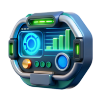 vibrant classic A close-up of a futuristic HUD display, glowing with data and information, cool blue and green lighting high resolution png