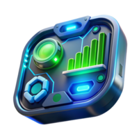 impressive creative A close-up of a futuristic HUD display, glowing with data and information, cool blue and green lighting 4K png
