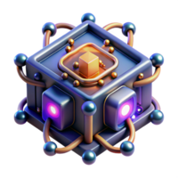 dramatic contemporary A quantum computer, glowing with complex energy patterns, dark background, mysterious lighting original png