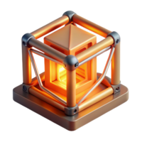 dramatic abstract A 3D printer creating a complex, geometric shape, glowing filament, warm, orange lighting high resolution png