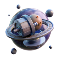 elegant modern A space station orbiting a distant planet, detailed rendering, dim, starry lighting authentic png