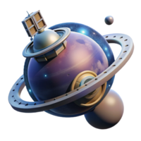 wonderful classic A space station orbiting a distant planet, detailed rendering, dim, starry lighting professional png