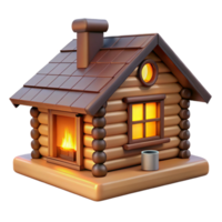 extraordinary contemporary A cozy log cabin nestled in a snowy forest, warm firelight glowing through the windows, rustic style high resolution png