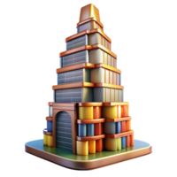 beautiful modern A towering skyscraper made entirely of books, warm library lighting, whimsical style original png