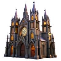extraordinary minimalist A towering gothic cathedral with intricate stained glass windows and gargoyles, dramatic lighting, dark fantasy style authentic png