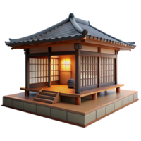 stunning creative A traditional Japanese tea house with tatami mats and shoji screens, serene atmosphere, soft natural light high quality png