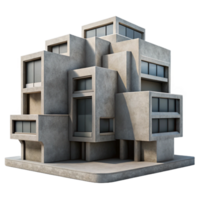 Maravilhoso artístico uma brutalista concreto apartamento complexo com geométrico formas e exposto concreto superfícies, nublado céu, silenciado cor paleta Prêmio png