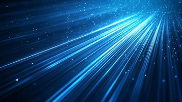 Blue light streaks cascade forward, creating a sense of energy and motion. A digital matrix of light and color with depth and texture. photo