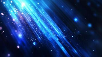 Abstract rendering of bright blue streaks and glowing particles creating a dynamic and futuristic feel, a modern digital background. photo