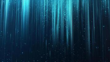 Abstract image featuring blue streaks and light particles falling down from above, creating a dynamic and futuristic atmosphere. photo