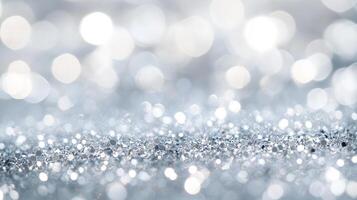 A mesmerizing spectacle of light and sparkle, where silver glitter meets ethereal bokeh, creating a captivating dance of illumination. photo
