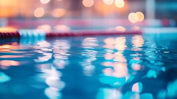 A mesmerizing view of water reflections with a blurry lane marker, creating an abstract and serene aquatic scene. photo