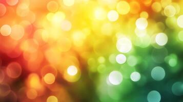 Abstract light spots blend vibrant hues. Bokeh effects create a luminous, dreamy, and visually appealing background. Gradient from red to green. photo