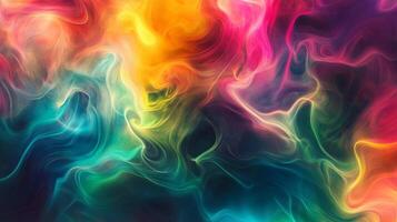 Abstract swirls of vibrant color create a dreamy and ethereal effect, reminiscent of smoke or clouds illuminated by radiant light. photo