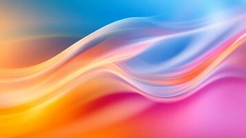 Abstract background with flowing lines and gradients of color. A blend of warm oranges, yellows, pinks, and cool blues create dynamic patterns. photo