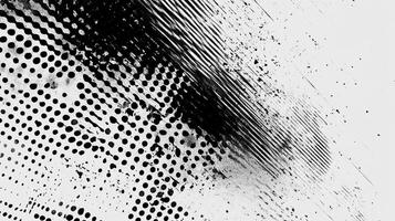Abstract monochrome image featuring dotted patterns and diagonal lines, creating a visually textured and dynamic surface effect. photo