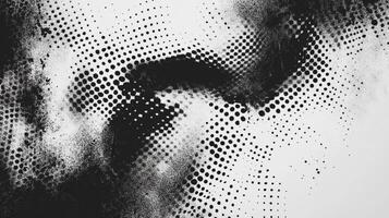 Abstract halftone pattern with swirling black dots. A unique monochrome design ideal for backgrounds, textures, or graphic elements. photo
