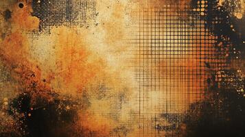 Abstract surface with distressed textures, featuring grid patterns and dark blotches for an intriguing vintage backdrop. photo