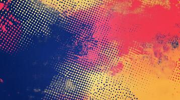 Abstract blend of warm and cool hues intermixed with patterned texture, evokes modern digital art with its dynamic interplay. photo