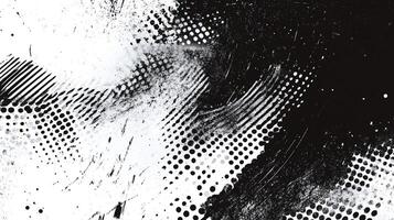 Dynamic black and white abstract background featuring halftone, lines, and grunge textures creates a visually striking contrast. photo