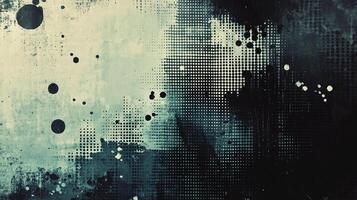 Abstract art with textural grunge elements, blending dark shades with halftone patterns and scattered spots for a gritty aesthetic. photo