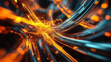 A vibrant abstract depicting light streams intertwined, merging technology and energy in a dynamic and captivating composition. photo