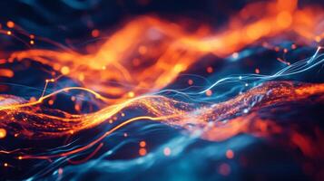 Abstract illustration of energetic data streams, showcasing connectivity and digital communication across a vibrant network. photo