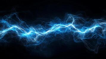 Striking blue energy crackling across a dark void, creating an electrifying and visually stunning abstract display of power and light. photo