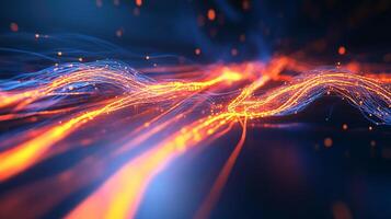 Abstract image of luminous strands and particles, suggestive of data streams, energy pathways, or futuristic networks. photo