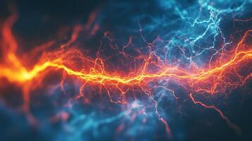 A vivid display of energy, sparks flying with electrifying intensity, fire and ice intertwine in a stunning visual spectacle, sparks igniting the darkness photo