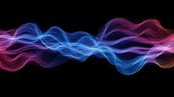 Colorful flowing energy waves on black background. A mesmerizing display of digital art, suitable for modern and futuristic visuals. photo