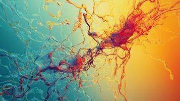 Colorful abstract rendering featuring flowing lines and vibrant color gradients creating a dynamic, fluid and artistic representation. photo