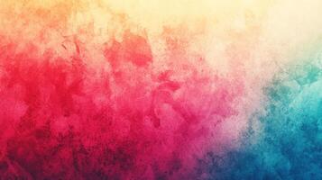 Abstract gradient blend of yellow, red, pink, and blue hues, creating a vibrant watercolor texture with subtle depth and fluid transition. photo