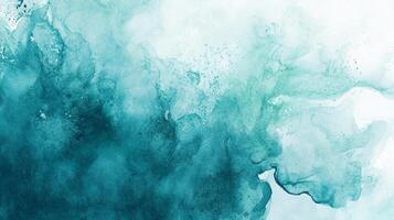 Watercolor abstract in shades of calming teals and whites, creating a serene and fluid artistic expression on canvas. photo