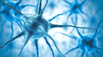 Microscopic view of interconnected neurons, essential for brain function and communication within the nervous system. photo