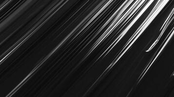 Abstract dark background with diagonal lines, sleek and modern design, contrasting light reflecting, creating a dynamic, eye-catching pattern. photo