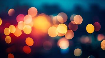 Abstract display of light orbs in shades of blue, yellow, and red, creating a vibrant and dreamy bokeh effect perfect for backgrounds. photo