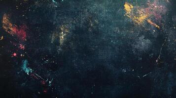 Colorful splatters and textures create an abstract painted surface with a dark, almost cosmic feel. Rich and deep visual interest. photo