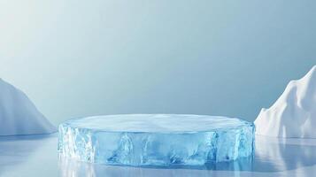 Icy presentation platform. Pristine, icy design evokes a sense of coolness and sophistication for showcasing products with flair. photo