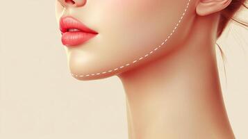 Chin contouring showcases facial refinement. The illustration highlights aesthetic enhancement for a more defined jawline and youthful appearance. photo
